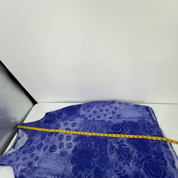 Gudrun Sjoden S Small Blue Artsy Lagenlook Dress Tonal Floral Cotton Tank - Picture 6 of 10